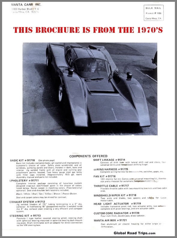 Manta kit car brochure