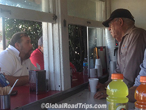 Bill talking to a customer